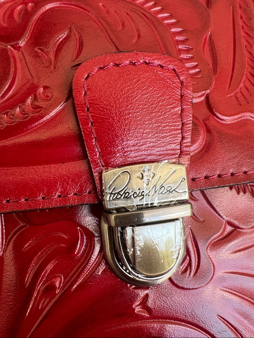 PATRICIA NASH Lanza tooled leather crossbody bag red NWT - Picture 9 of 17